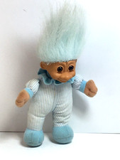 Russ Blue Pajama Troll Doll Plush Blue Stripe Night Cap Pjs