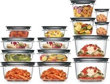 Rubbermaid 28-Piece Clear Grey Food Storage Containers, Premium Snap Bases