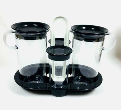 Vintage Tupperware 80´s Exclusive Collection Table Caddy Set Black and Acrylic