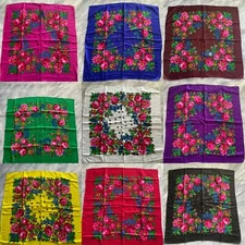 Metallic Floral Scarf/ Navajo Flower Scarf/ Babushka / Native American