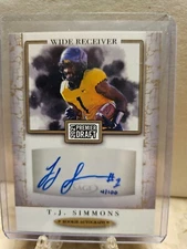 2021 Sage Premier Draft Autographs Black TJ Simmons #A123 Rookie RC Auto /100