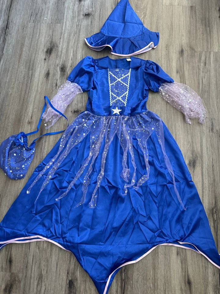 Девочка платье ведьма звезда большой костюм фестиваль для девочек со шляпой Sz L - Изображение 3 из 4