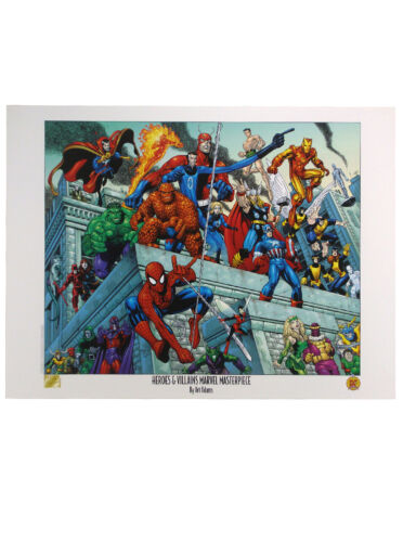 Heroes & Villains Marvel Masterpiece Arthur Adams Lithograph Spider-Man Hulk