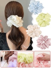 Women Girl Oversized Chiffon Scrunchies Elastic Hair Bands Ponytail Holder DIY