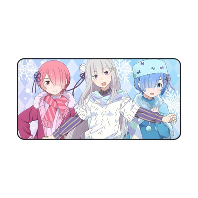 Rem Emilia Ram from Re:Zero Anime Desk Mat Mousepad 31'' x 15.5''