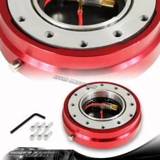1" Red 6-Hole Steering Wheel 1-Click Push Pin Short Quick Release Hub Adapter