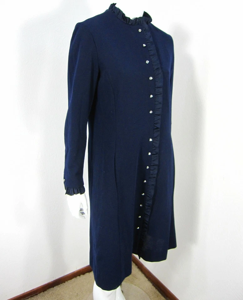 VESTIDO MANGA LARGA ABE SCHRADER BY BELLE SAUNDERS TALLA 14 AZUL ESCOMBROS SIMULADOS Foto 3 de 4