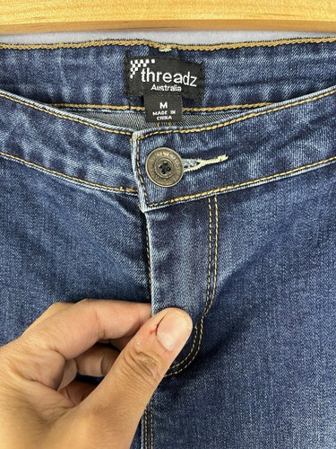 Threadz Denim Jeans High Waisted Zip Closure Dark Blue Size M Medium High Waist - Picture 2 of 13