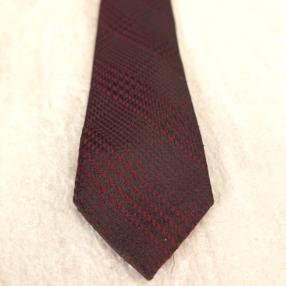 Traje ajustado pata de gallo corbata para el cuello para hombre borgoña negro liso moderno oscuro MODO S Foto 2 de 4