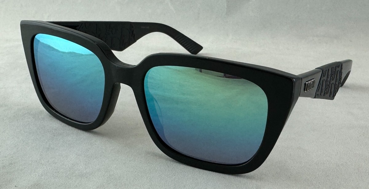 Christian Dior B27 S21 4516 Black Blue Mirror Sunglasses 55