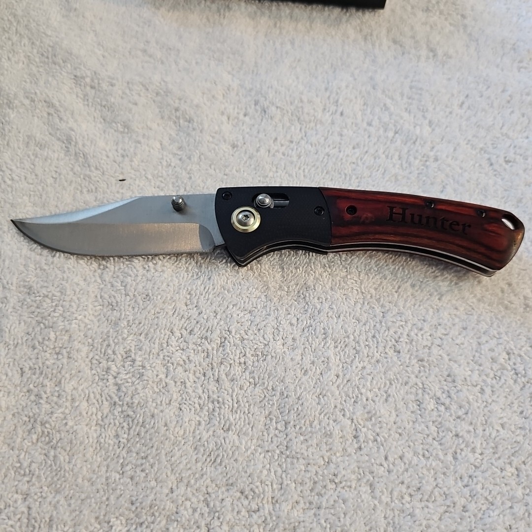 1991年製　ストイチコフ直接サイン入 非売品　Kronos販促用　ウッドパネル Engraved wood handle hunting knives, pocket knives and tools