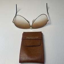 Vintage Papillon Foldable Sunglasses Aviator Gold Frame Model 434 with Case 