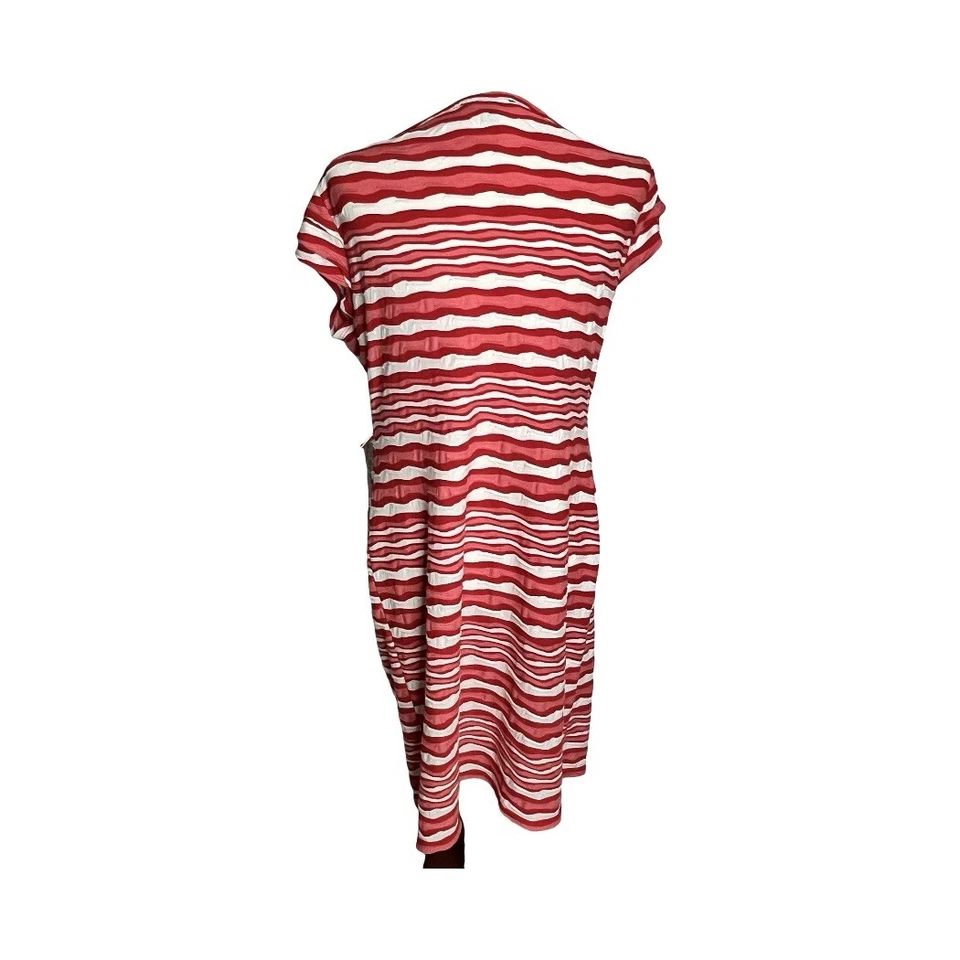 Sharagano Red White Pink Striped Spring Summer Dress Women’s Size 12 No Belt — 第 2/4 张图片