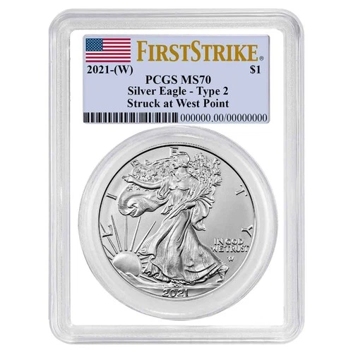 2021 (W) $1 Type 2 American Silver Eagle PCGS MS70 FS Flag Label White Frame
