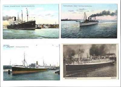 XX3252/4 x Postcard Hamburg America Line Steamer Resolute, Polynesia, Kaiser...