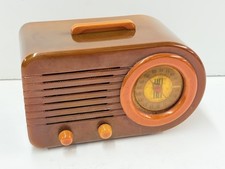 VTG FADA 116 CATALIN RADIO IN ONYX GREEN & YELLOW DECO TUBE RADIO