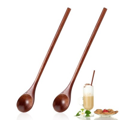 2 Pcs Long Wooden Spoon,Wooden Honey Spoon,7.8 Inch Wood Mixing Spoons for Coffe