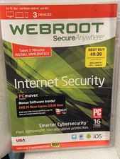 2015 Webroot Internet Security disc Windows, Mac, Android, Ios Pre-Owned t2