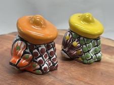 Talavera Mexican Senor taking a Siesta with Sombreros Salt and Pepper Shaker Set