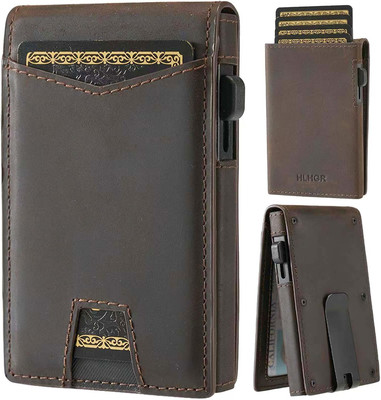 Wallet for Men，Slim Minimalist Smart Wallet for Men with Money Clip Genuine Leat