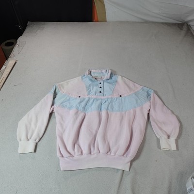 Vintage DEB Sweatshirt Womens Medium Pink Colorblock Henley Skit Outdoor Retro