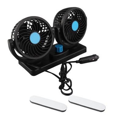 Car Dual Head 12V Fan 360° Rotatable Dashboard & Seat Fan for Car, SUV, RV