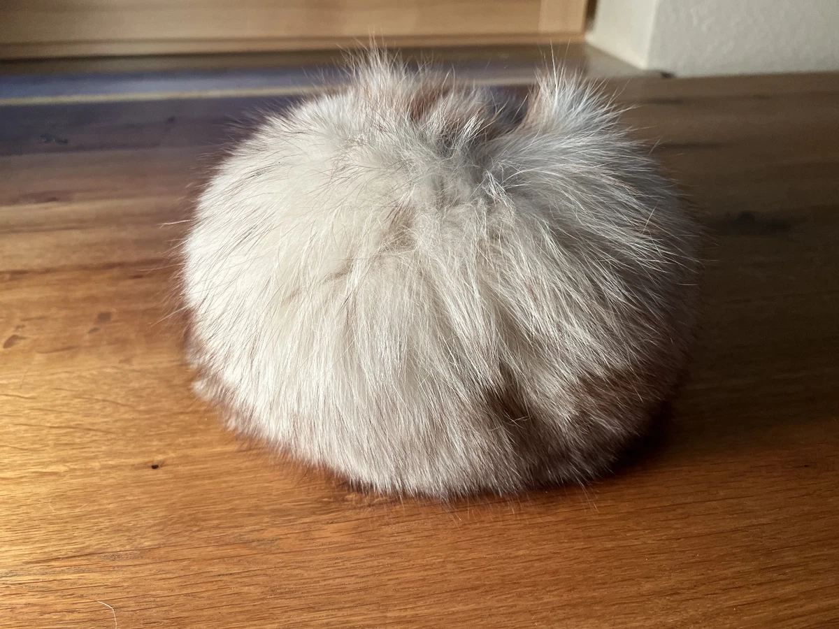 Vintage Pelzhut Echtpelz Fuchs Weiß Grau Schiwagohut Winter Mütze 70er
