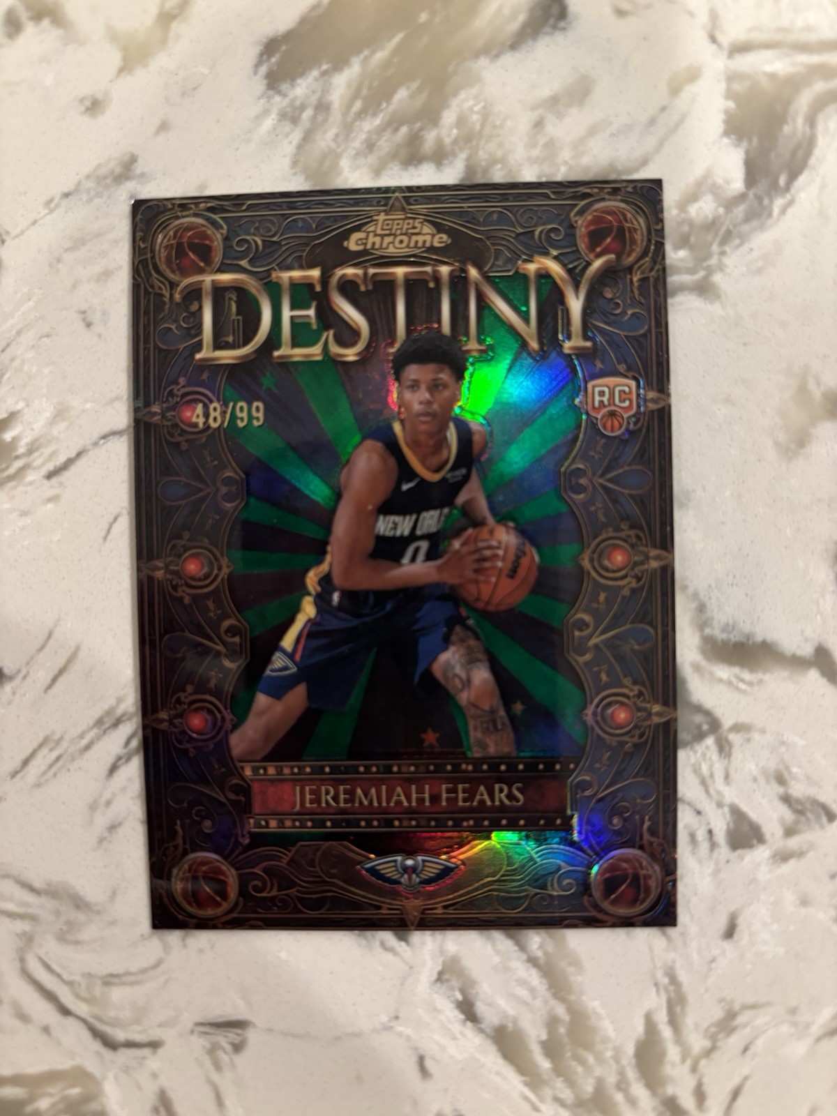 2025-26 Topps Chrome Jeremiah Fears Rookie RC Destiny Green Refractor /99