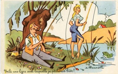 Voilà cane con que que que peach well illustrated Bonnotte naughty humor card