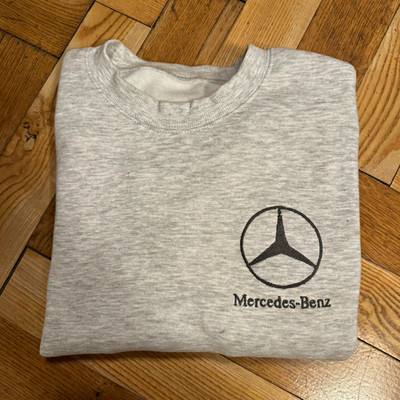 new yorker Herren Pullover grau Rundhals Langarm Logo bestickt Größe S