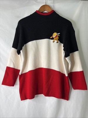 Vtg Disney Winnie The Pooh Ice Skating Colorblock Knit Sweater Women S Mockneck