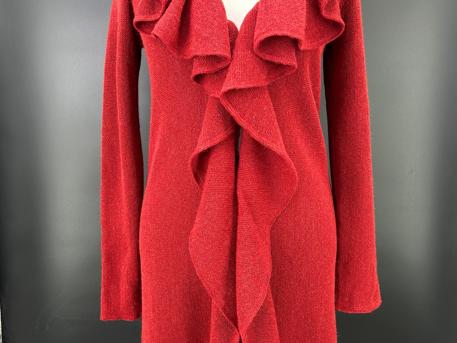 Beyond Threads Alpaca Wool Open Front Ruffle Dust… - image 20