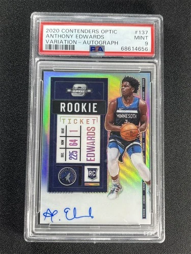 2020-21 Contenders Optic Anthony Edwards #137 Variation Silver Auto RC PSA 9 MT