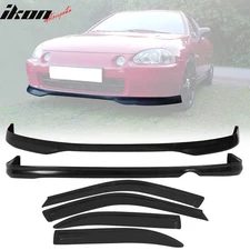 Fit 96-98 Honda Civic 4Dr PP TR Style Front + Rear Bumper Lip + 4PC Window Visor