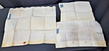 British Vellum Handwritten Legal Document Indenture Blue Revenue Stamp Lot.C3