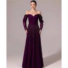 Customized Off The Shoulder Glitter Evening Dress Strapless Backless Party Dress