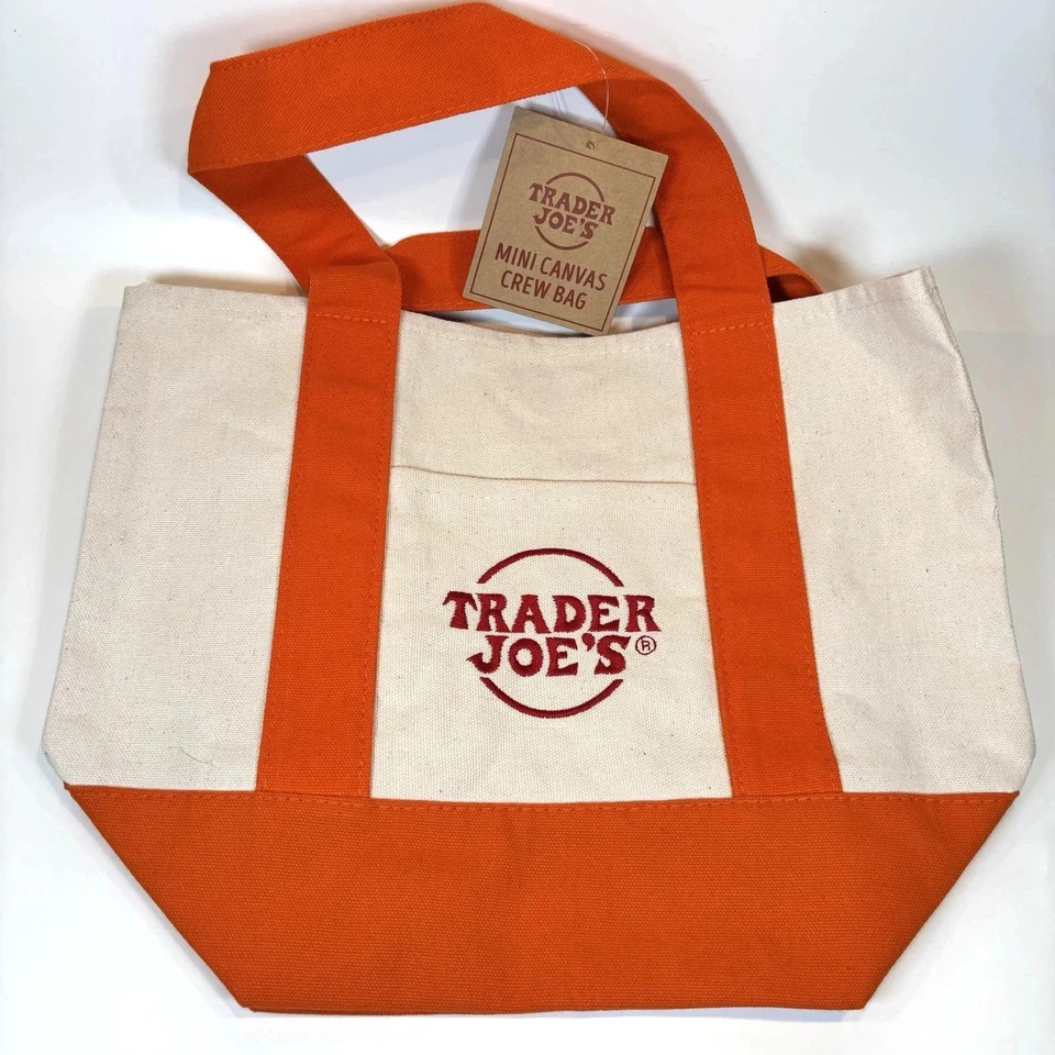 Mini bolsas de mano de lona pastel Trader Joe's - Juego de 5 colores - con naranja - ¡EE. UU.! Foto 3 de 4