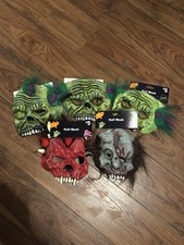 Lot of 5 Halloween Half Masks Zombie, Demon Monster Masks