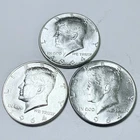 1964 KENNEDY SILVER HALF DOLLARS LOT OF 3, 90% GEM/BU MINT STATE DETAILS #9674