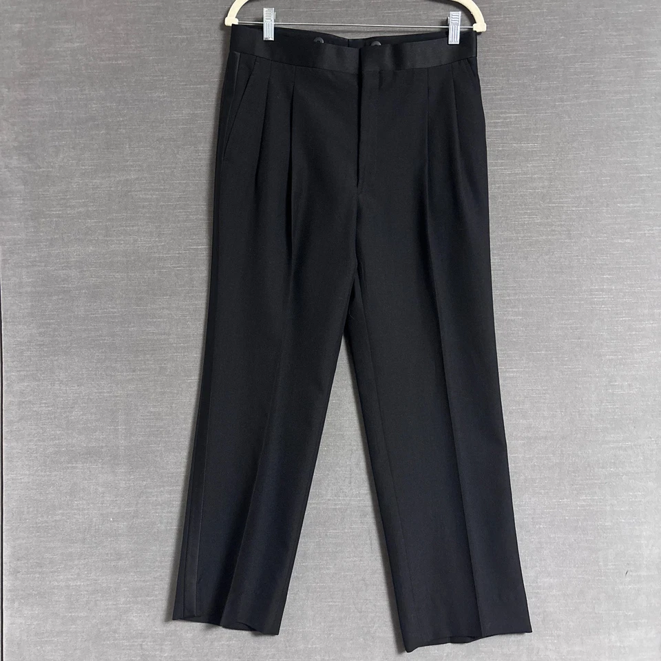 Chaqueta Gianelli Esmoquin 38S 30 Pantalones Negro Lana Formal Boda Pico Doble Pecho Foto 3 de 4