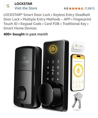LOCKSTAR  Smart Door Lock   Keyless Entry Deadbolt Door Lock   Multiple Entry Me