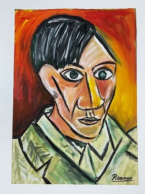 Pablo Picasso (Handmade) Mixed Media on Paper Painting signed and stamped