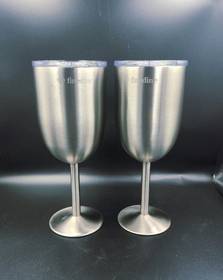 FineDine Premium-Grade 18/8 Stainless Steel Wineglasses 12 Oz. Double-Walled Ins