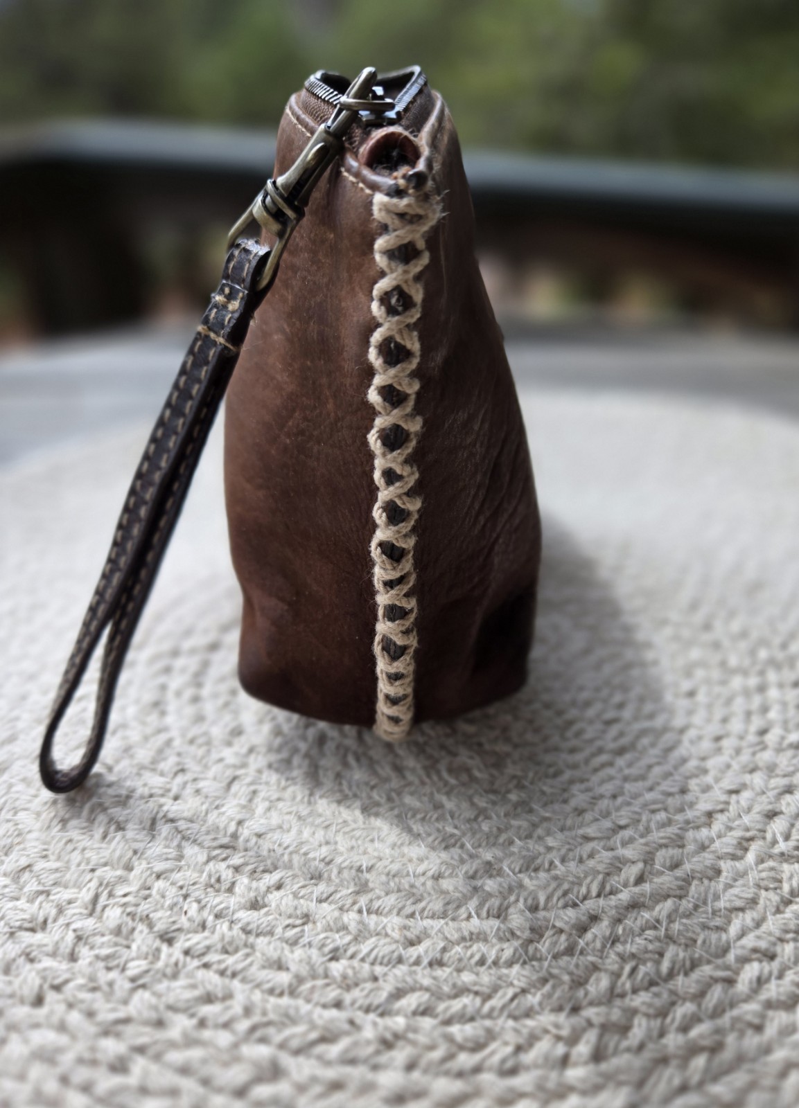 Pendleton Brown Distressed Leather Wristlet Clutc… - image 3