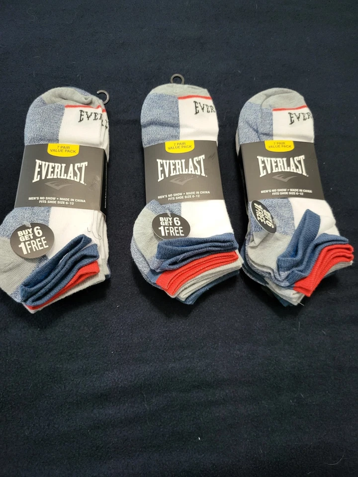 Calcetines Everlast para hombre, no show, asst, tallas 6-12, ¡paquete de 7 pares! ¡Nuevo! tienen más Foto 4 de 4
