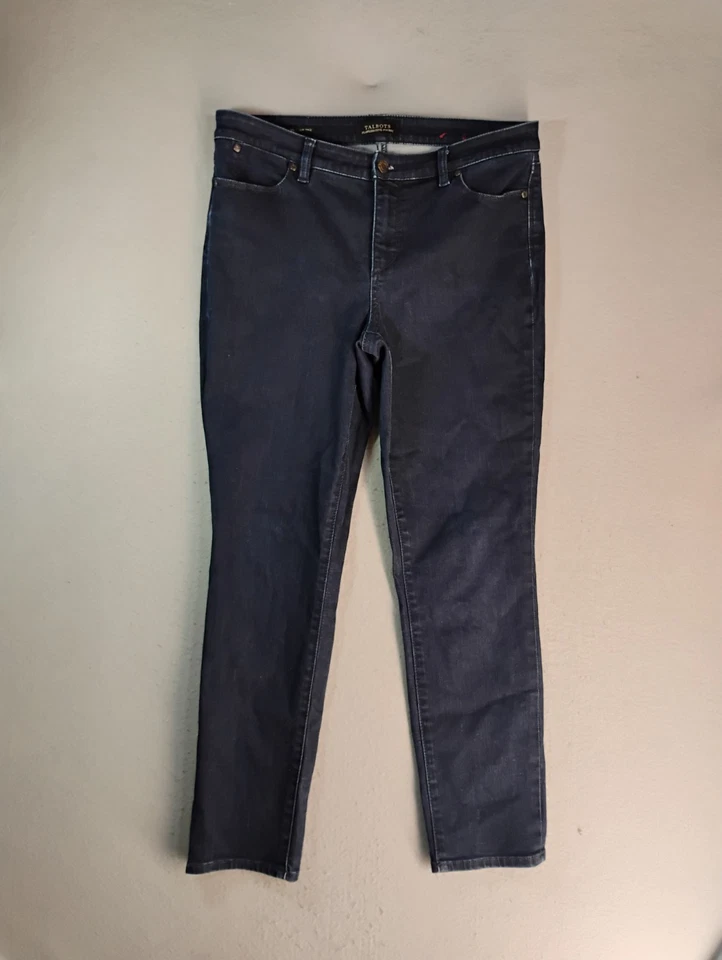Talbots Womens Jeans 10 Blue Slim Ankle Mid Rise Dark Denim Solid 5 Pockets - Image 2 of 4