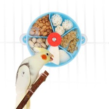 Bird Creative Foraging System Wheel Seed Food Ball Rotate Training Toy Blue