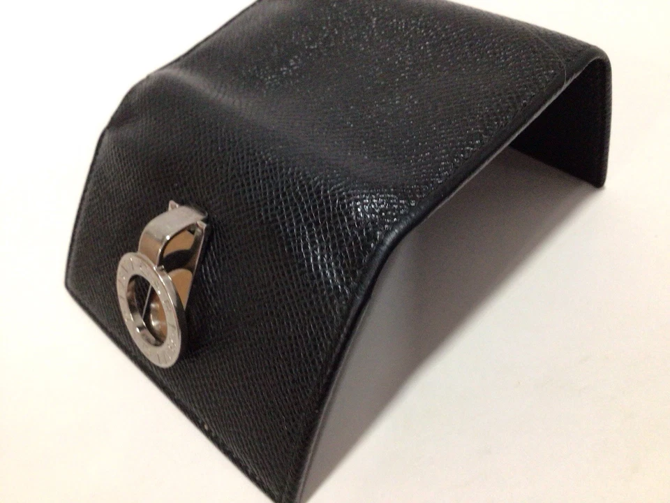 BVLGARI Llavero / Llavero FUNDA DE CUERO NEGRO / Etiqueta Holográfica Numerada Foto 2 de 4