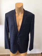 Mens Hugo Boss 2 Piece Blue Check Suit Size US46”R Regular Modern Fit..