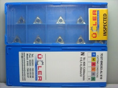 10 STK TCGT 090202-AL K10 BEARBEITUNG VON ALU UND KUNSTSTOFFE WENDEPLATTEN. - Bild 1 von 2